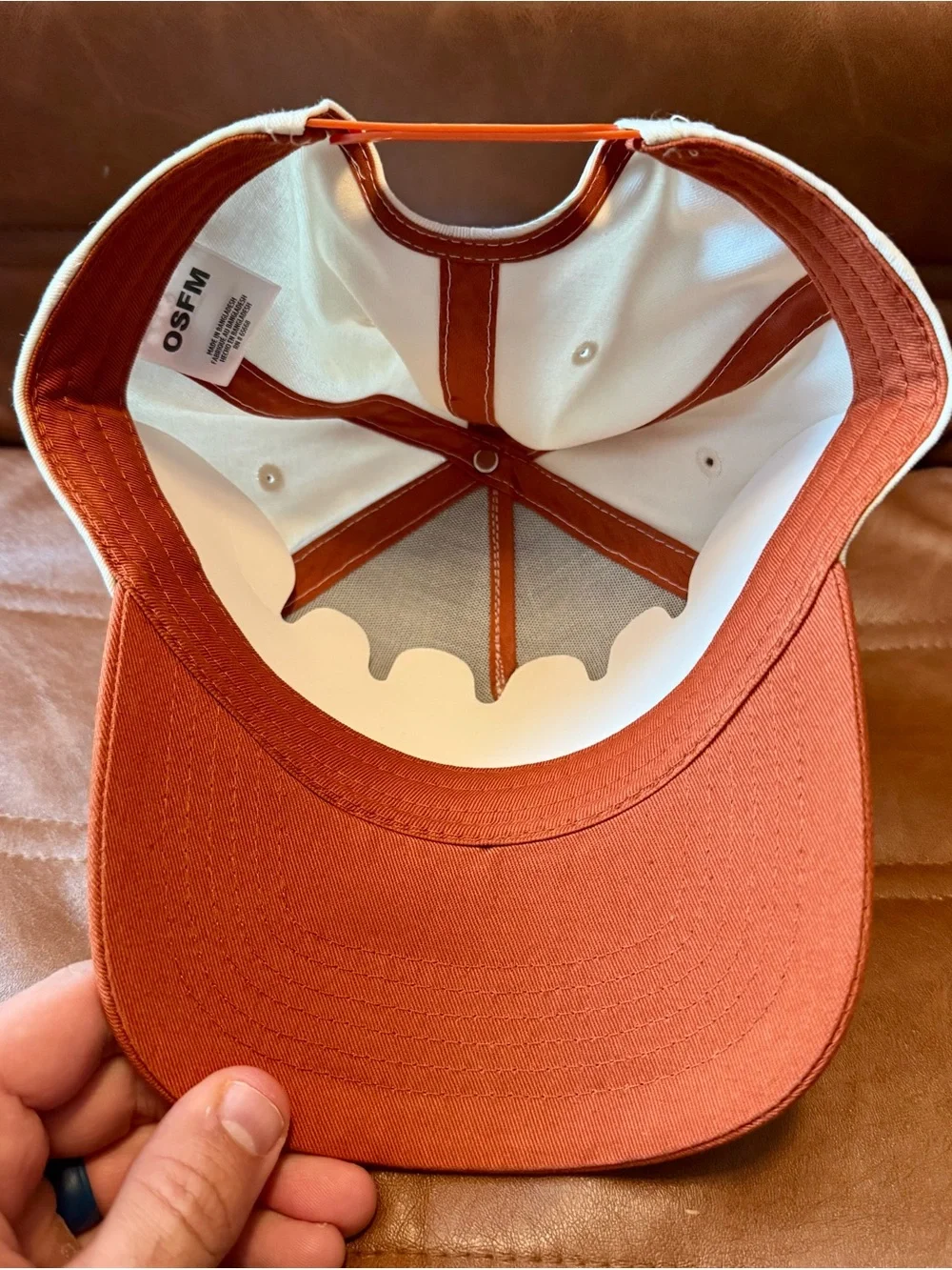 Nashville Men’s Cream And Orange SnapBack Cowboy Boots Hat. AQ. OSFM. NWT
